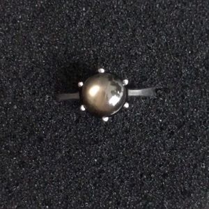 Black/brown gemstone silver ring